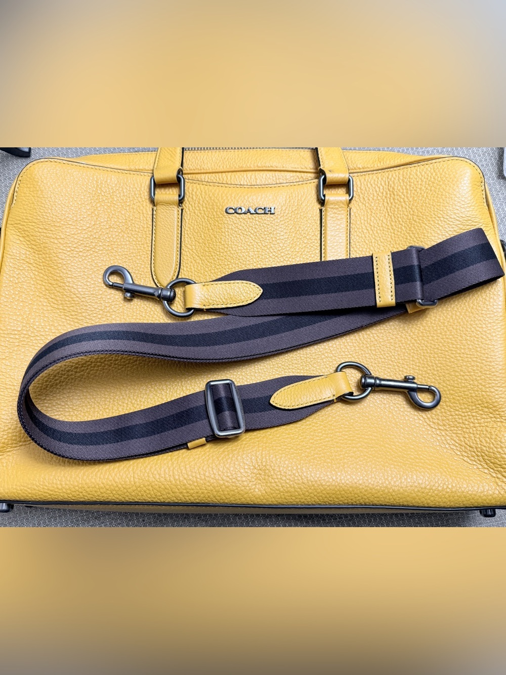 Coach Yellow Pebbled Leather Laptop Brief - Picture 14 of 16